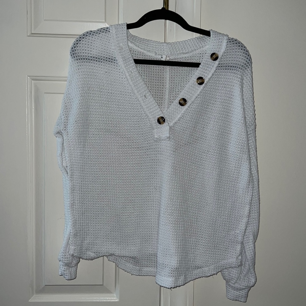 White sweater w buttons
